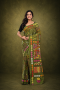 Bangalore Silk Saree with Pink - Yellow Kantha Work