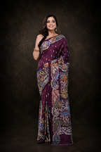 Semi Bangalore Silk Saree with Multicolour Thread Work & Pallu