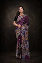 Semi Bangalore Silk Saree with Multicolour Thread Work & Pallu