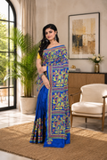 Royal Blue Banglore Silk Kantha Saree with Exclusive Work