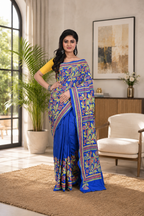 Royal Blue Banglore Silk Kantha Saree with Exclusive Work