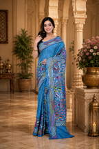 Black Semi Bangalore Silk Saree with Kantha Allover Work