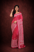 Pink Gujarati Worked Banglore Silk