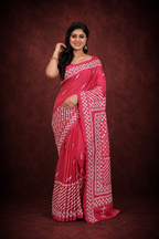 Pink Gujarati Worked Banglore Silk