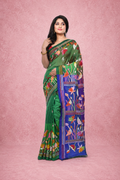 Kantha Lotus Motif Saree on Bishnupuri katan Silk