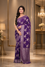 Purple Mashru Silk Saree with Heavy Pallu