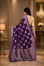 Purple Mashru Silk Saree with Heavy Pallu