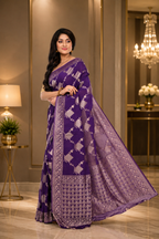 Purple Mashru Silk Saree with Heavy Pallu