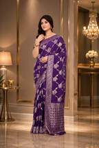 Purple Mashru Silk Saree with Heavy Pallu